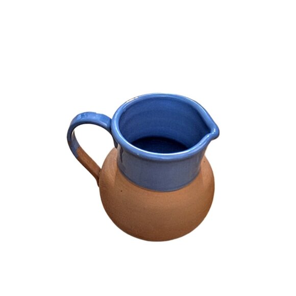 Himark Other - Vintage 6" Himark Terra-Cotta Pitcher Top & Interior Blue Glazed Italy